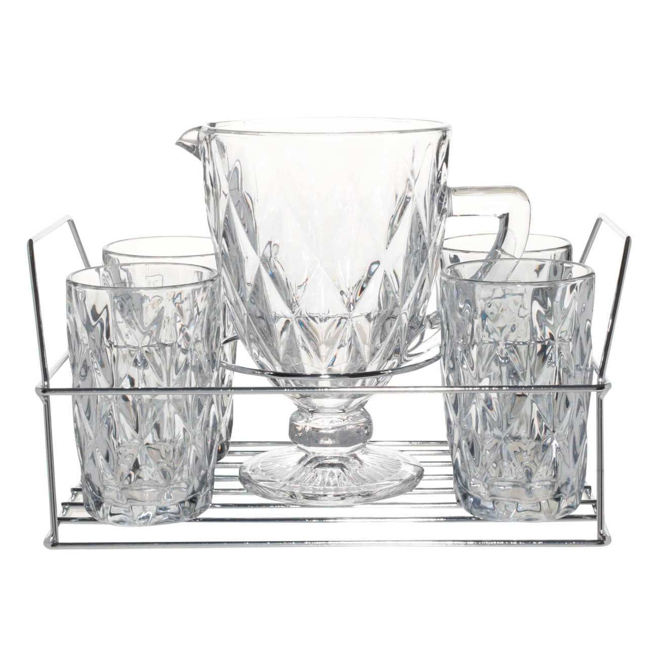 Набор для напитков, 4 перс, 5 пр, на подставке, стекло Р/металл, серый, Rhomb color набор ложек на подставке