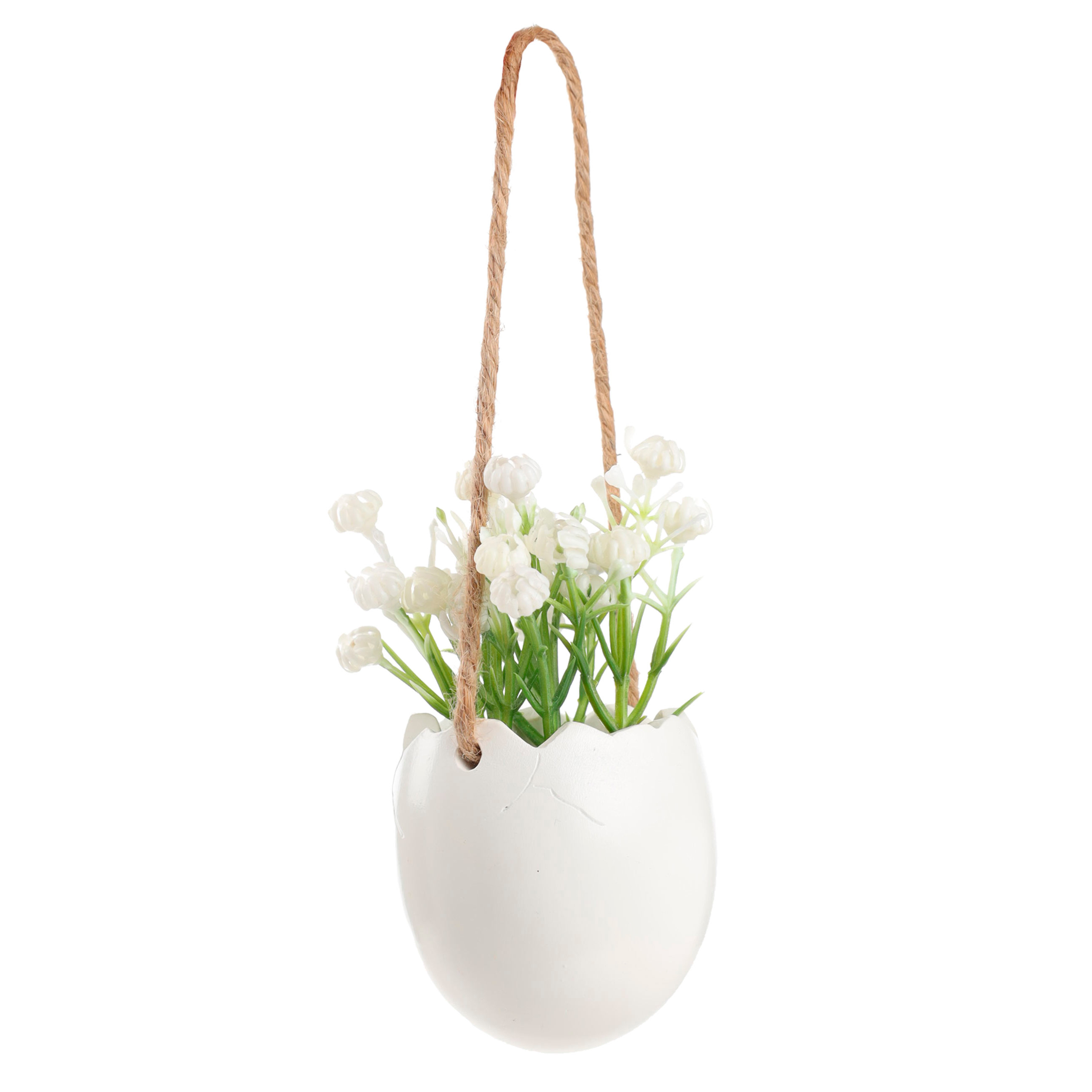Подвеска декоративная, 10 см, полирезин/пластик, Яйцо с белыми цветами, Easter blooming decor изображение № 2