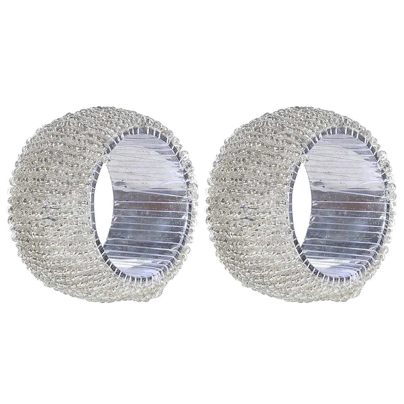 Кольцо для салфеток, 5 см, 2 шт, бисер, круглое, белое, Shiny beads кольцо для салфеток 5 см 2 шт бисер круглое золотистое shiny beads