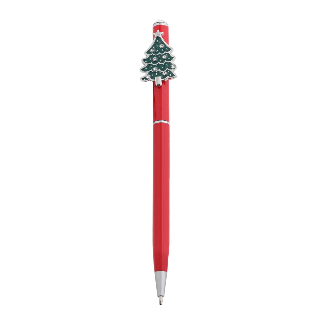 Ручка шариковая, 13 см, сталь, красная, Елка, Draw