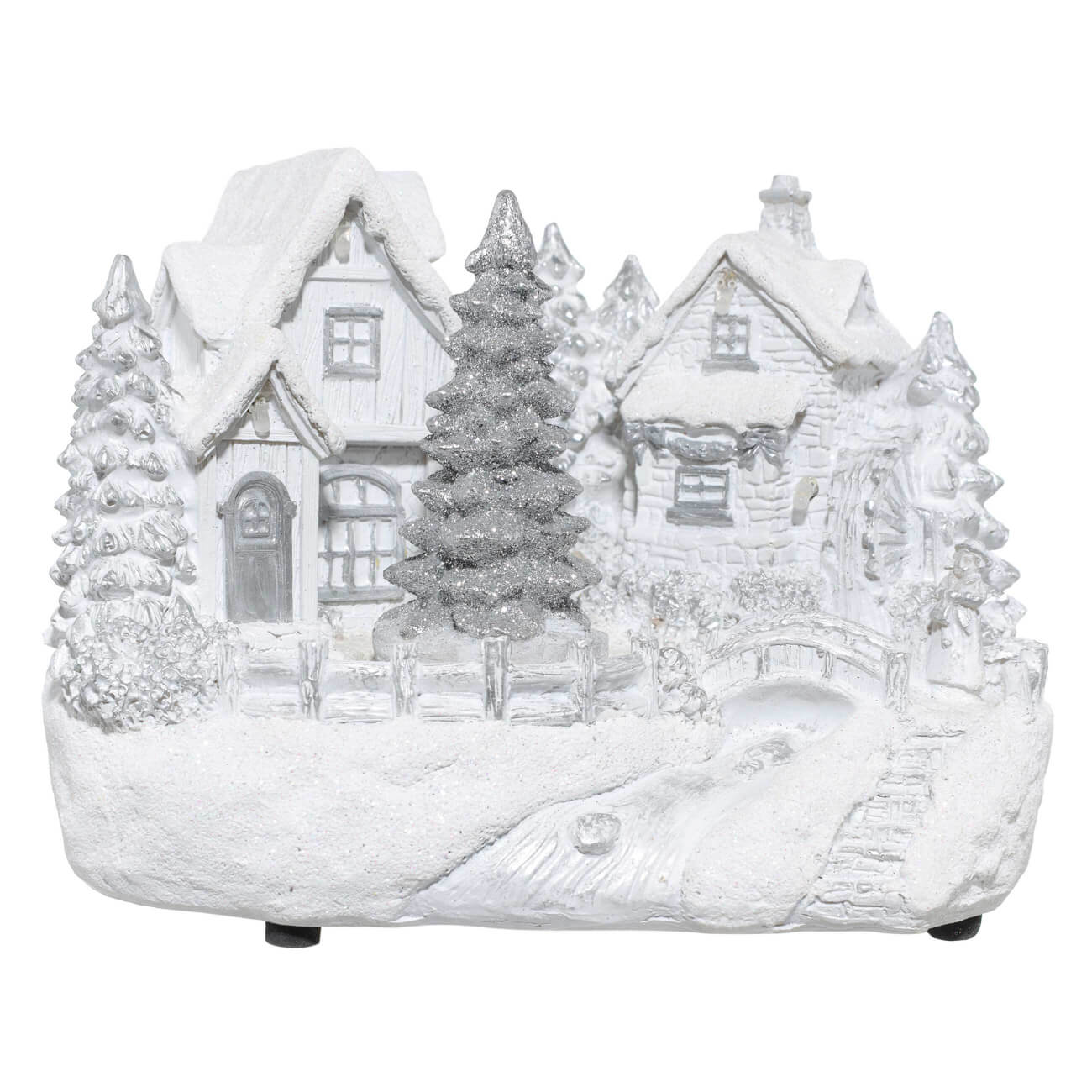 Статуэтка с подсветкой, 14х12 см, анимированная, полирезин, Дома в лесу, Frosty sparks