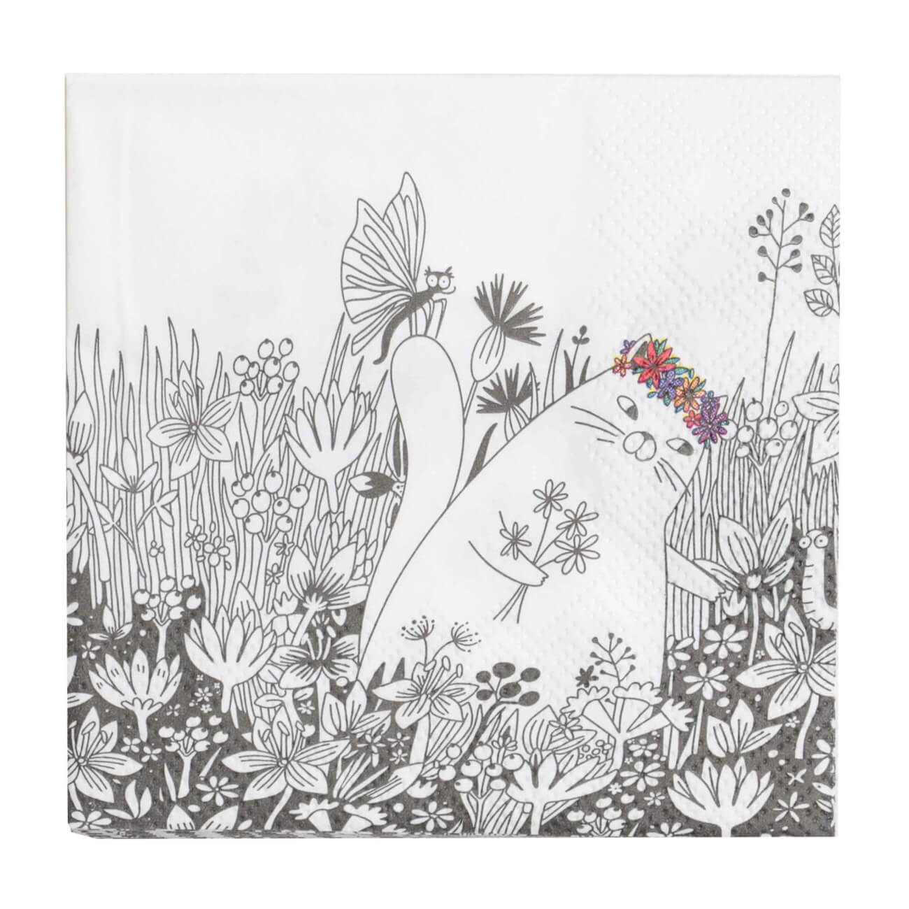 Салфетки бумажные, 21х21 см, 20 шт, квадратные, Кот на цветочном поле, Cat in flowers салфетки универсальные доляна