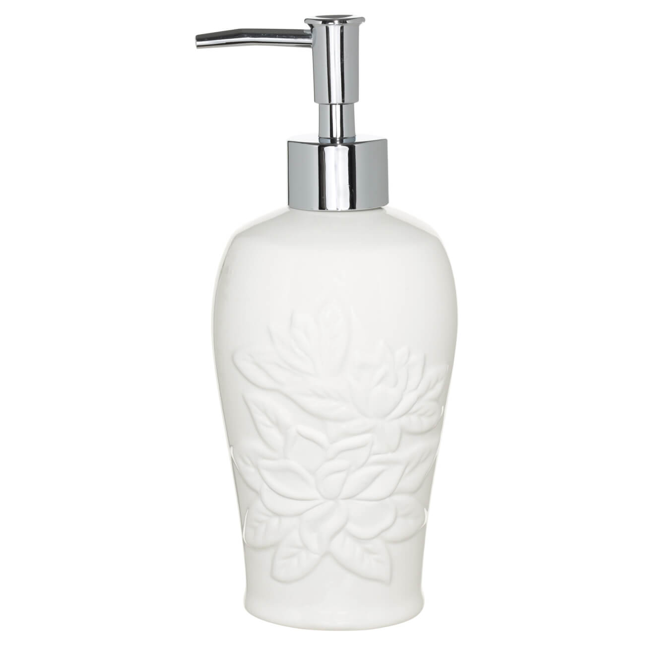 Диспенсер для жидкого мыла, 360 мл, керамика/пластик, белый, Shower Lotus мыльница 14х9 см керамика овальная белая shower lotus