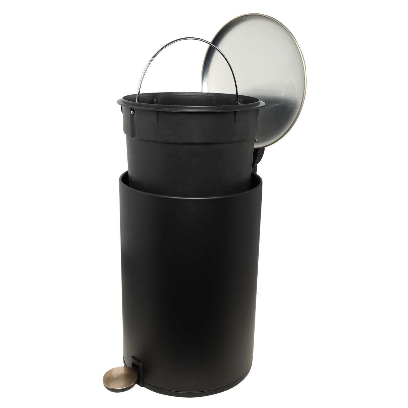 Емкость для мусора, 5 л, с педалью, металл, черно-золотистое, Black chic изображение № 3