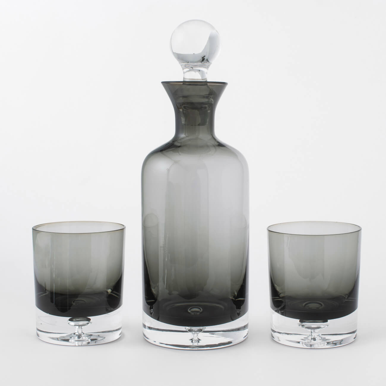 Набор для виски, 2 перс, 3 пр, графин/стаканы, стекло, серый, Flavor изображение № 1