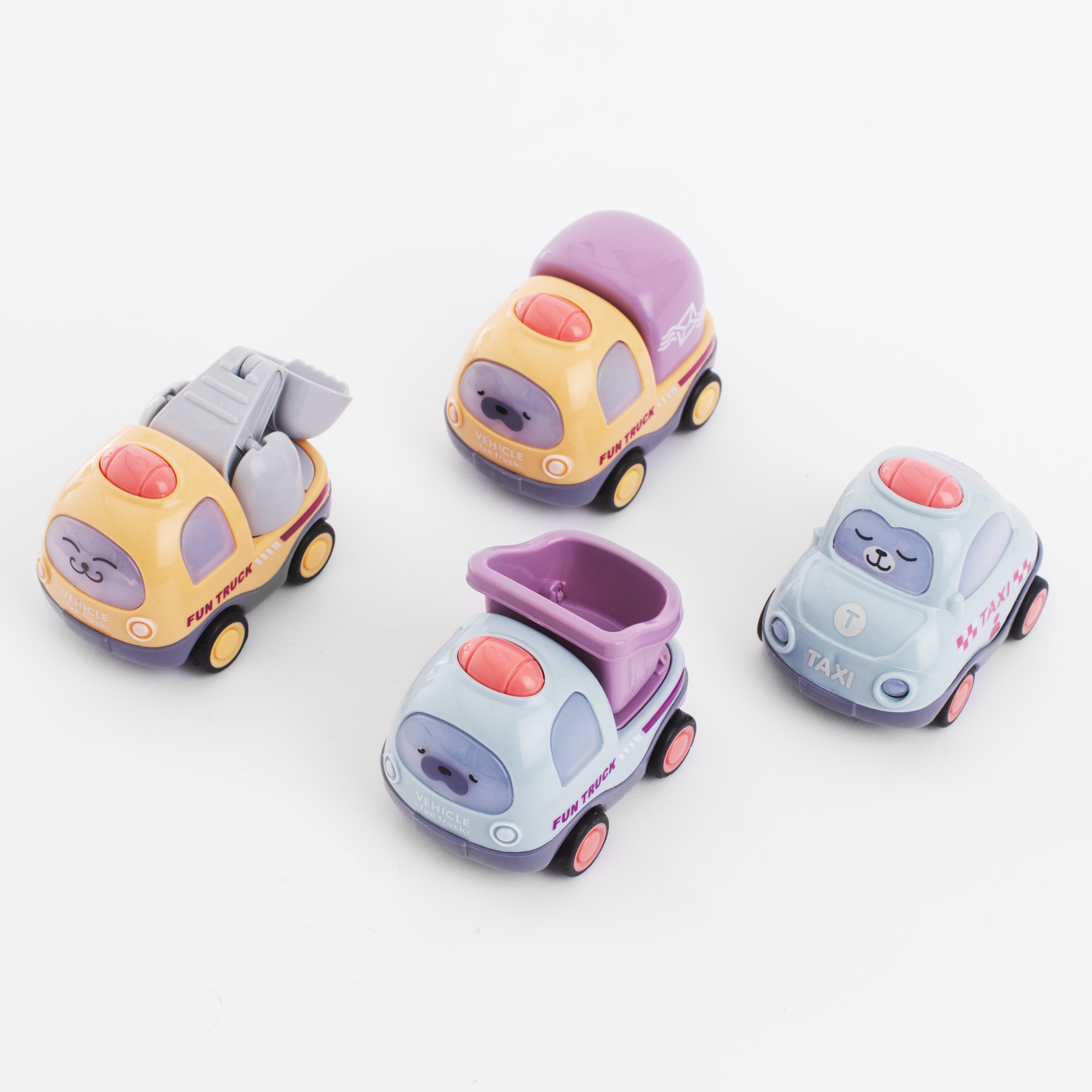 Набор игрушек, 6 см, 4 пр, инерционный, пластик, Машинки спецтехники, Kids  cars