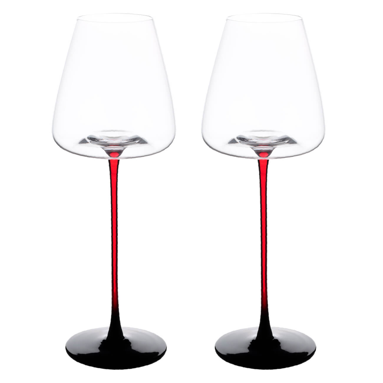 Бокал для красного вина, 580 мл, 2 шт, стекло, красно-черная ножка, Sorento color бокал для красного вина 560 мл 6 шт charm l