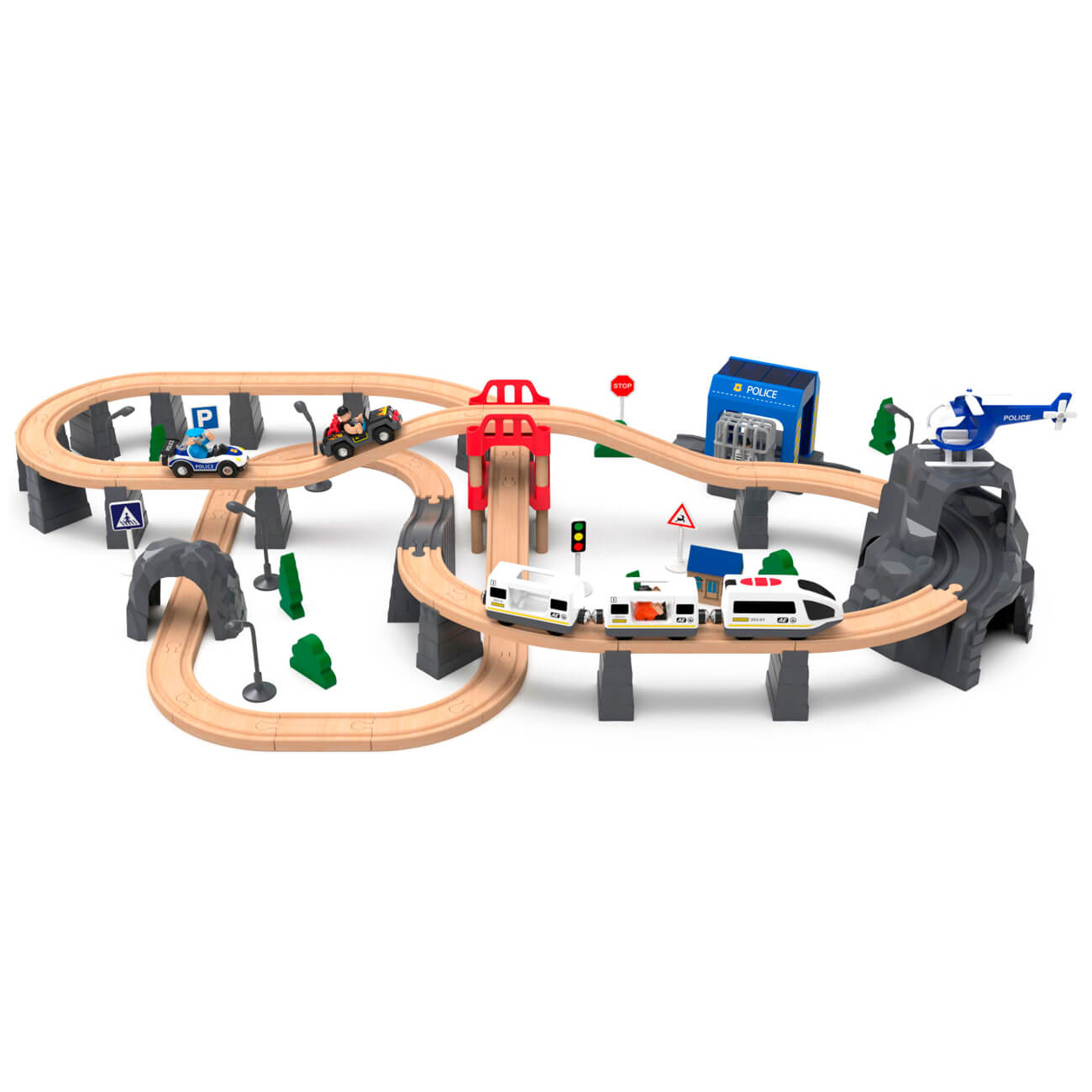 Железная дорога игрушечная, 98 см, дерево/пластик, Электропоезд, Game rail железная дорога новогодний поезд свет и музыка