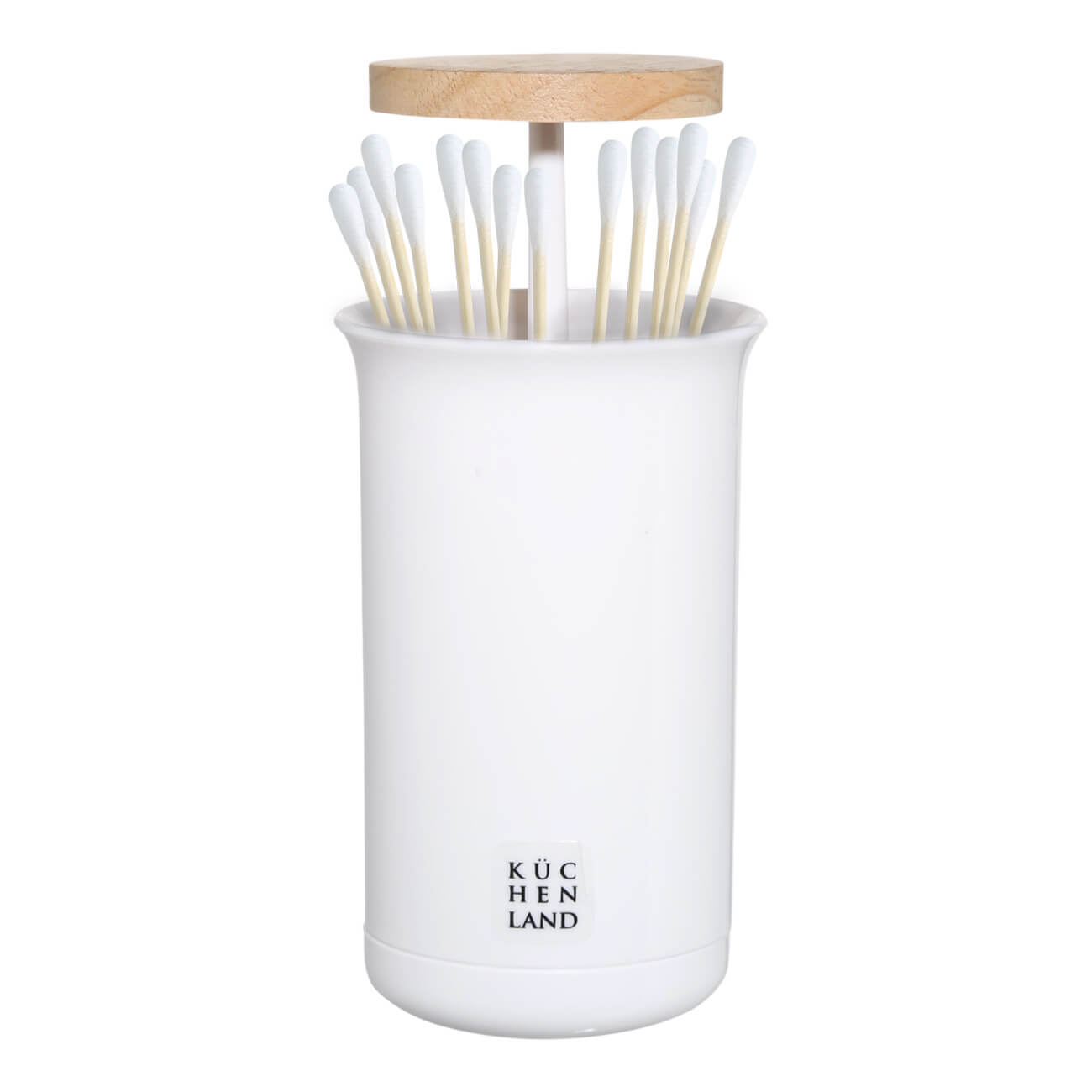 Контейнер для ватных палочек, 12 см, пластик/каучуковое дерево, белый, White style контейнер для ватных палочек бемби