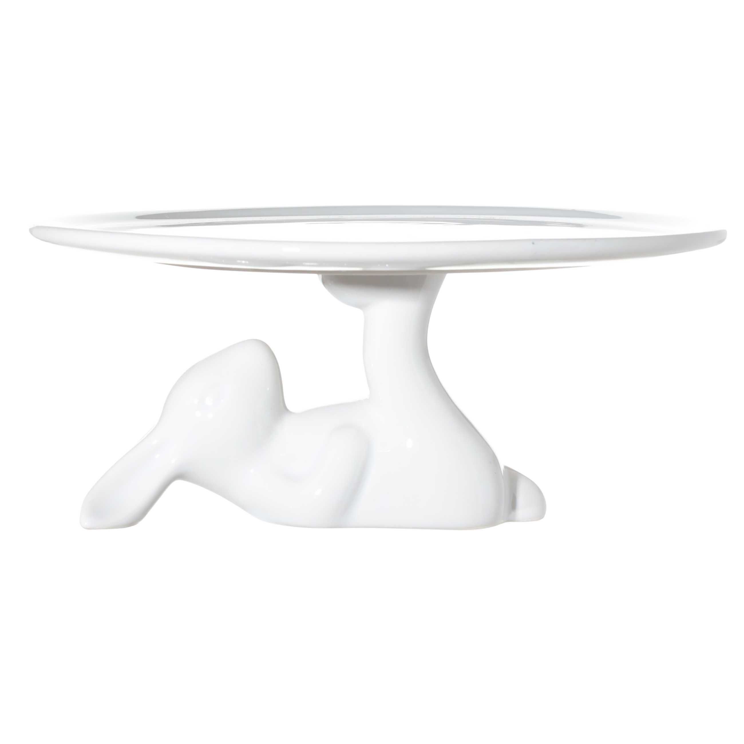 Блюдо на ножке, 22x9 см, керамика, белое, Кролик, Easter изображение № 2