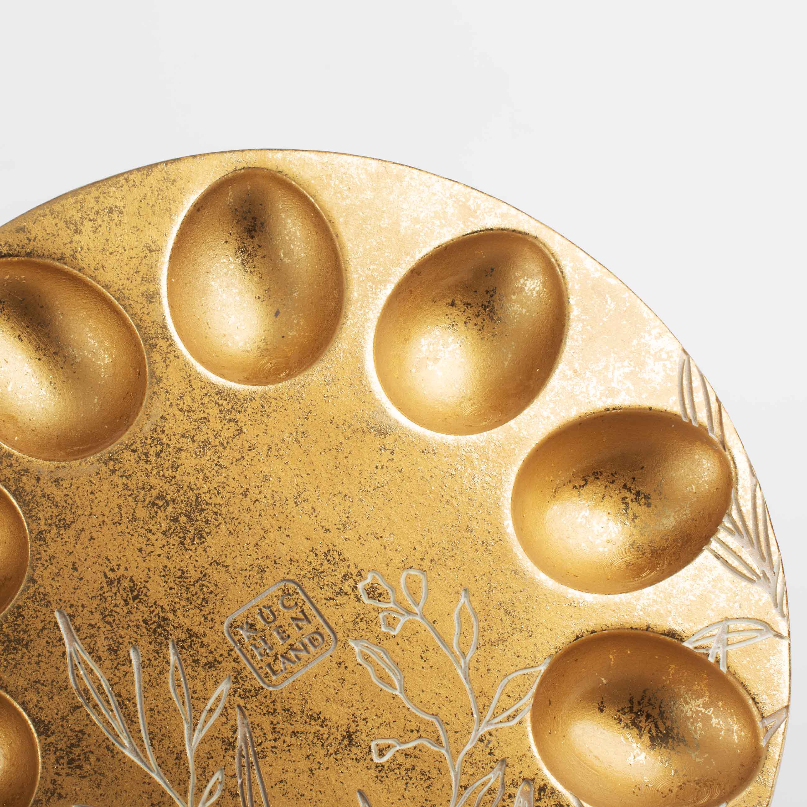 Блюдо пасхальное, 23 см, 10 отд, полирезин, золотистое, Узор, Easter gold изображение № 6