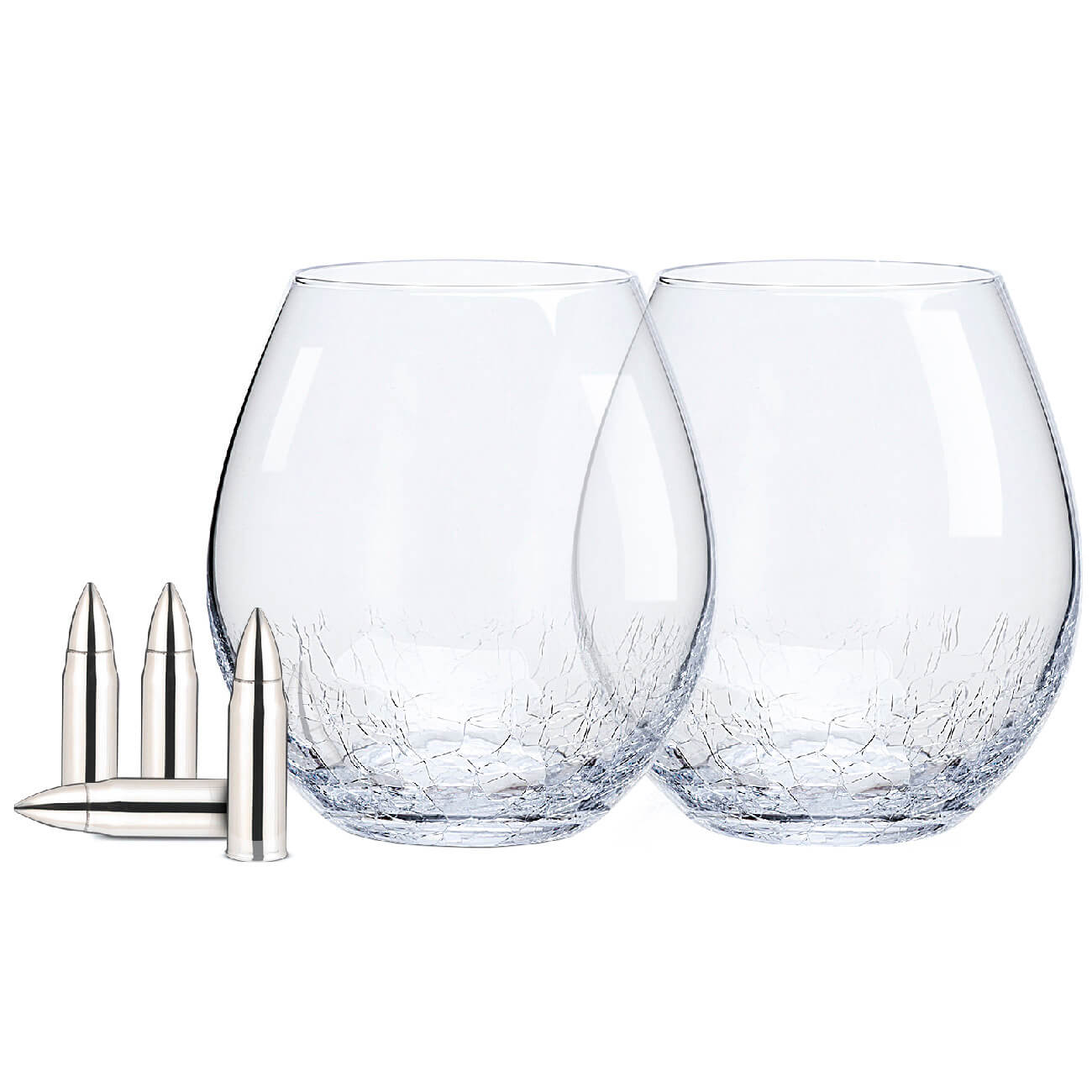 Набор для виски, 2 перс, 6 пр, стаканы/кубики, стекло/сталь, Кракелюр, Пули, Bullet набор для виски 1 перс 4 пр стакан кубики стекло р гранит peak