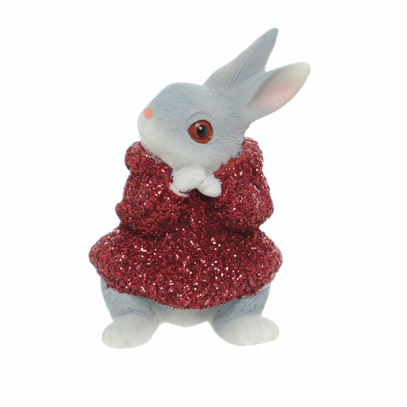Магнит, 5 см, полирезин, Серый кролик в красном свитере, Rabbit