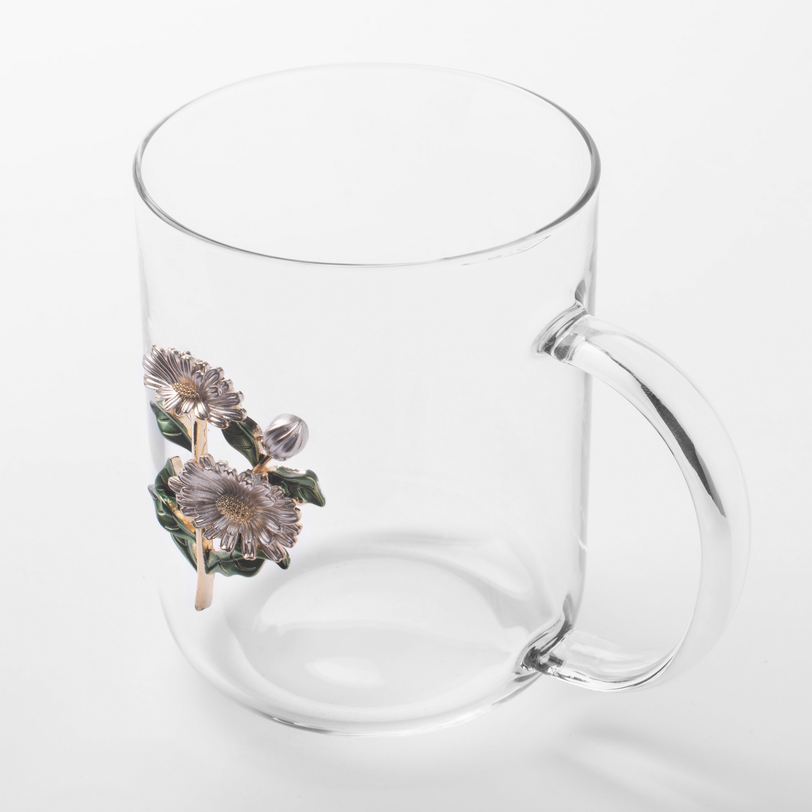 Кружка, 450 мл, стекло Б/металл, Цветы, Lux elements изображение № 2
