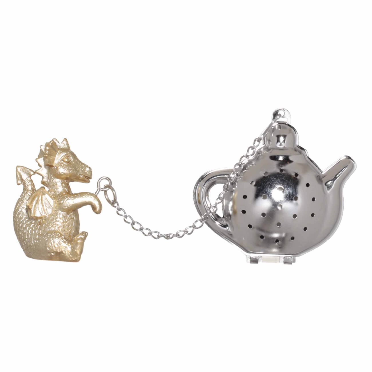 Сито для заваривания чая, 18 см, сталь/полирезин, золотисто-серебристое, Дракон, Dragon cute сувенир дракон таня гжель ной