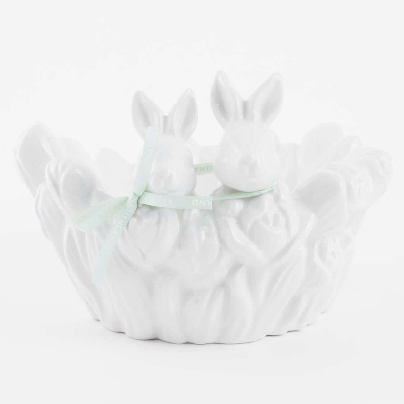 Конфетница, 20х13 см, керамика, белая, Кролики в тюльпанах, Easter blooming салфетка под приборы 30x45 см полиэстер прямоугольная белая кролики pure easter