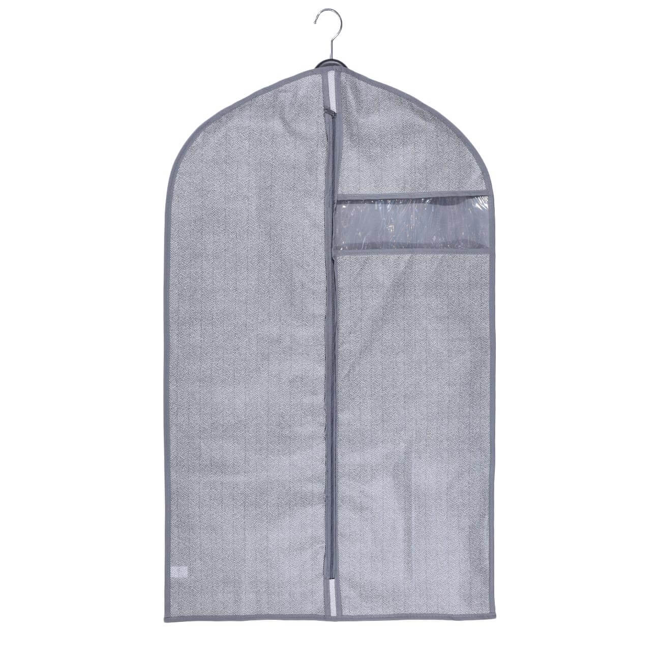 Чехол для одежды, 60х100 см, текстиль/ПВХ, серый, Pedant new чехол для одежды hausmann объемный 60x100x10см