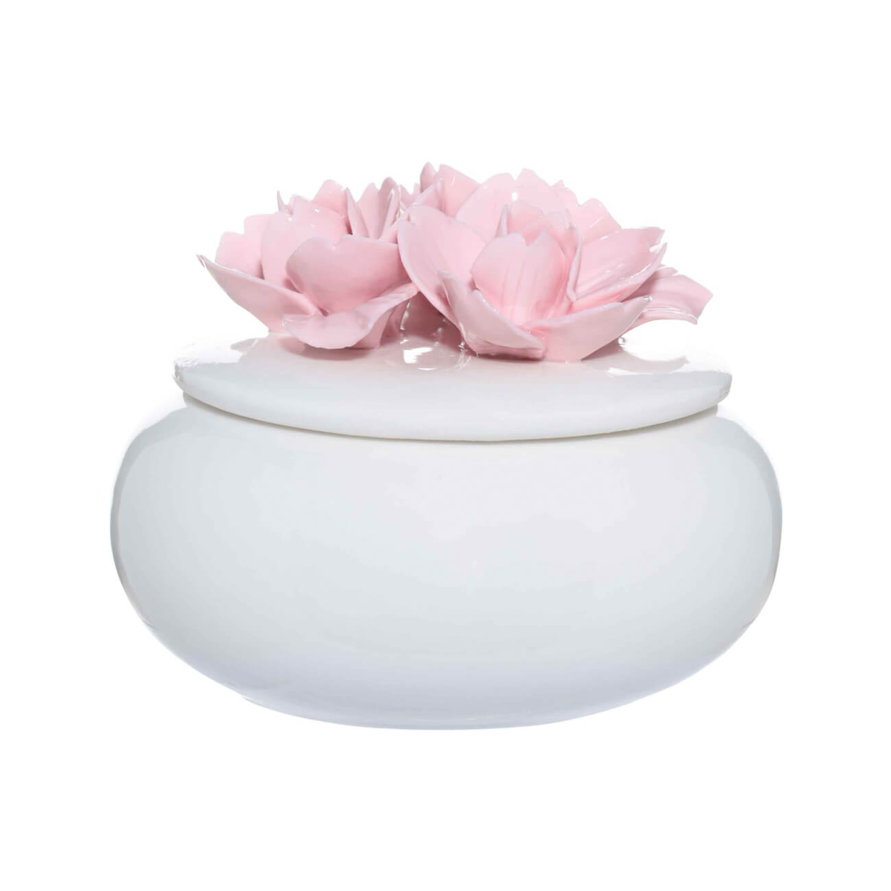 Шкатулка для украшений, 11х9 см, керамика, белая, Цветы, Magnolia шкатулка керамика зайчик с узорными ушками 6 4х6 4х12 1 см
