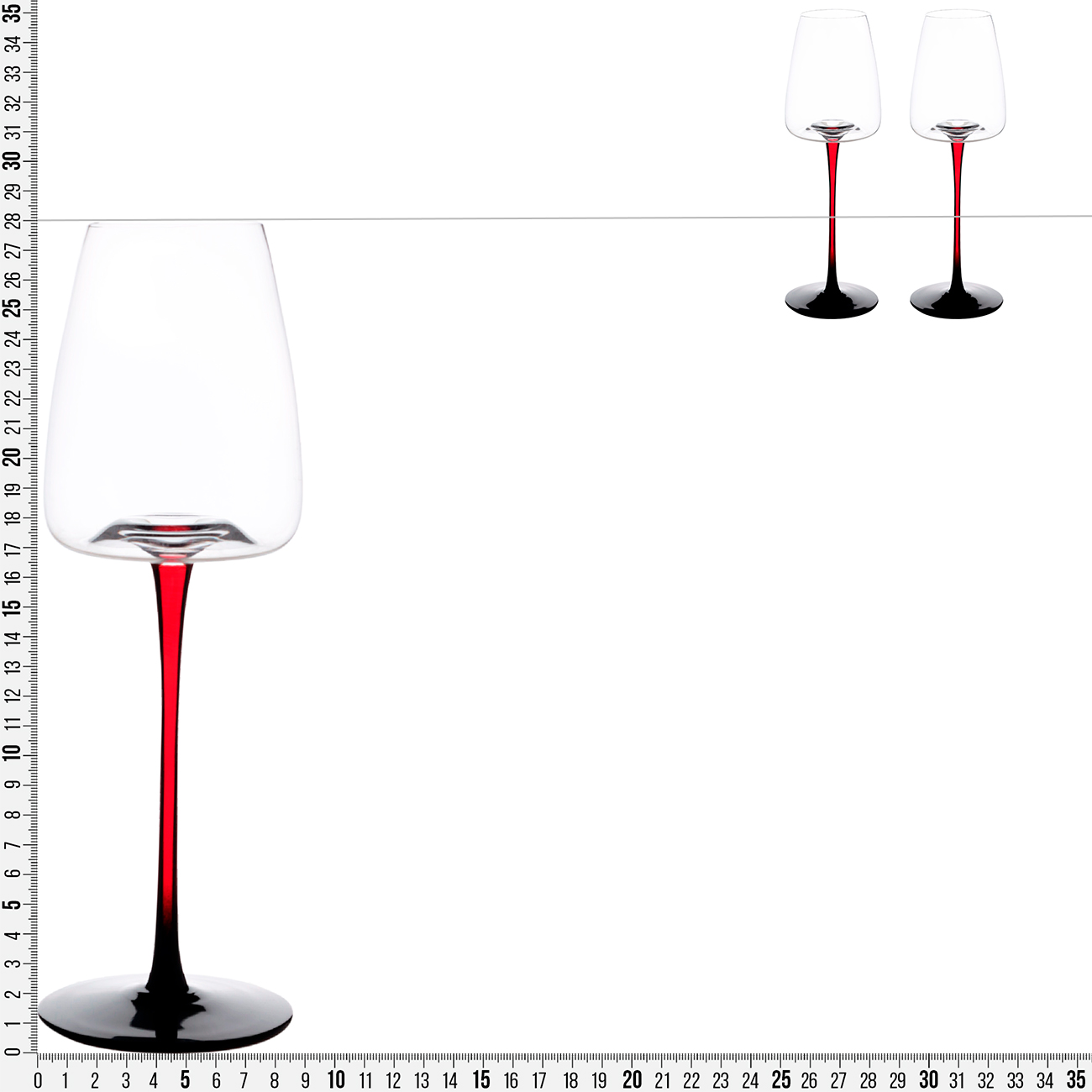 Бокал для белого вина, 330 мл, 2 шт, стекло, черно-красная ножка, Sorento color изображение № 4