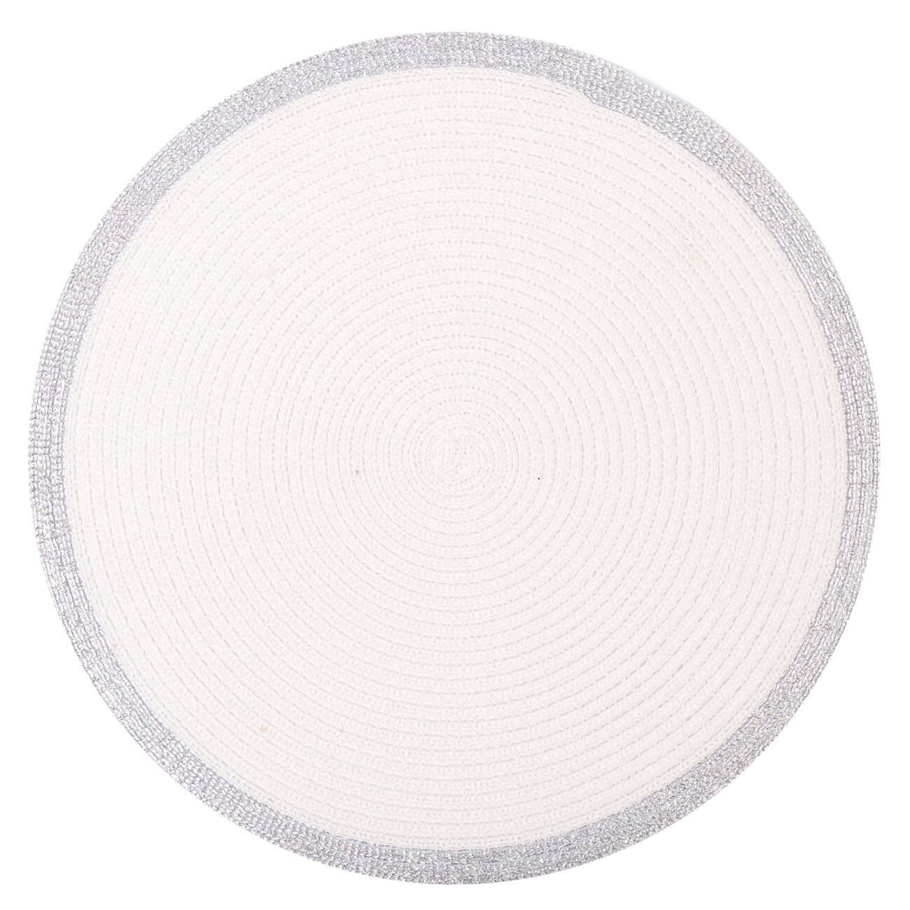 Kuchenland Салфетка под приборы, 38 см, полиэстер, круглая, белая, Серебристая кайма, Rotary rim