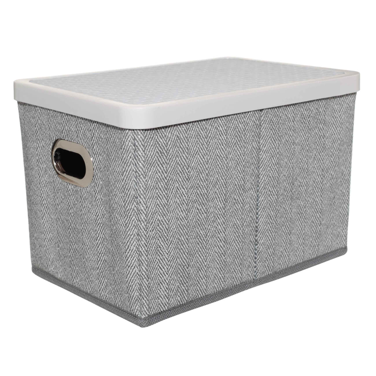 Органайзер-короб для вещей, 25х17 см, с ручками/крышкой, текстиль/пластик, серый, Pedant new