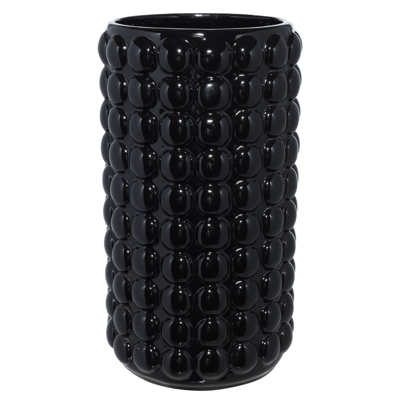 Ваза для цветов, 24 см, керамика, черная, Пузыри, Bubbly форма для запекания 11 см с ручкой керамика круглая черная loft