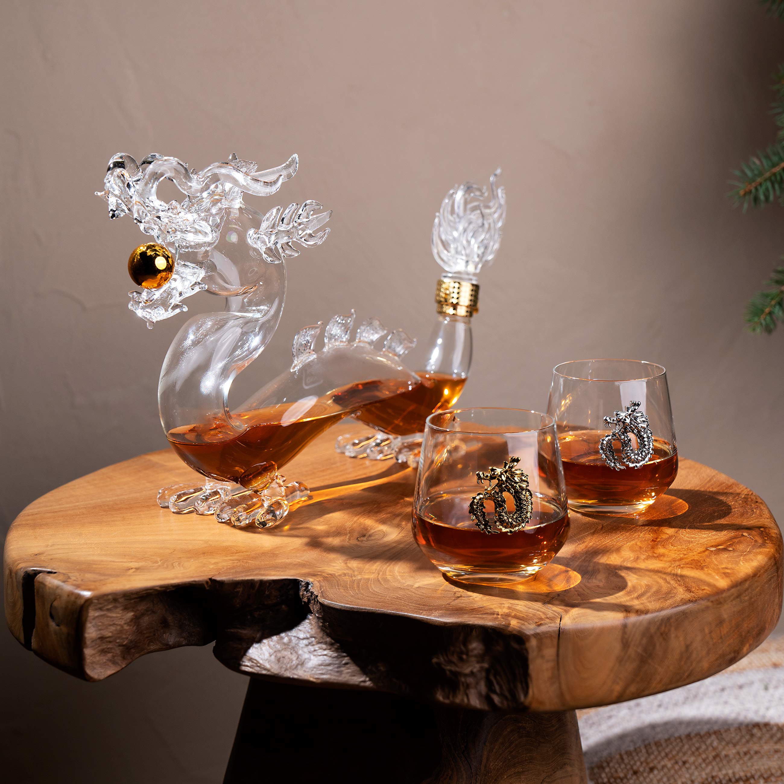 Стакан для виски, 370 мл, стекло/металл, Золотистый дракон, Lux elements изображение № 4