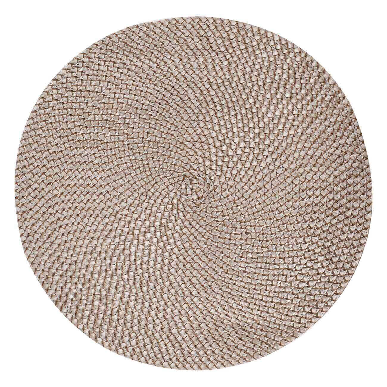 Салфетка под приборы, 38 см, полипропилен/ПЭТ, круглая, песочная, Circle Braid салфетка под приборы 38 см полипропилен пэт круглая светло серая пчелы circle embroidery