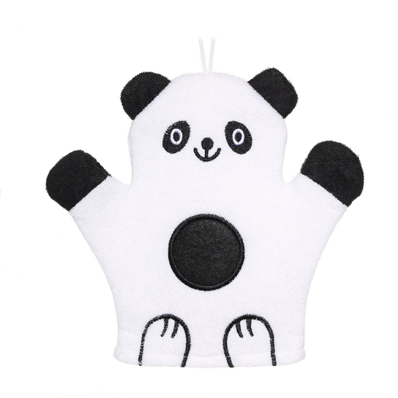Мочалка-варежка для мытья тела, 20х20 см, детская, полиэстер, черно-белая, Панда, Panda шар фольгированный 30 панда