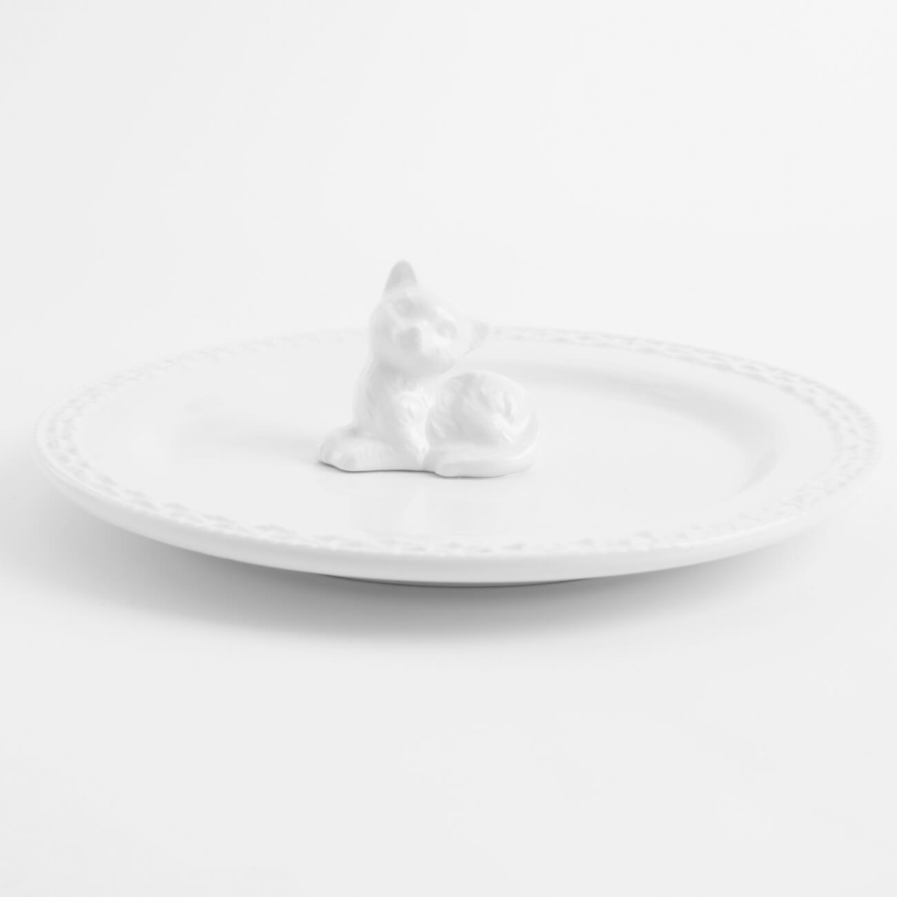 Блюдо, 20 см, керамика, белое, Кот, Kitten блюдо 24 см керамика белое лицо face