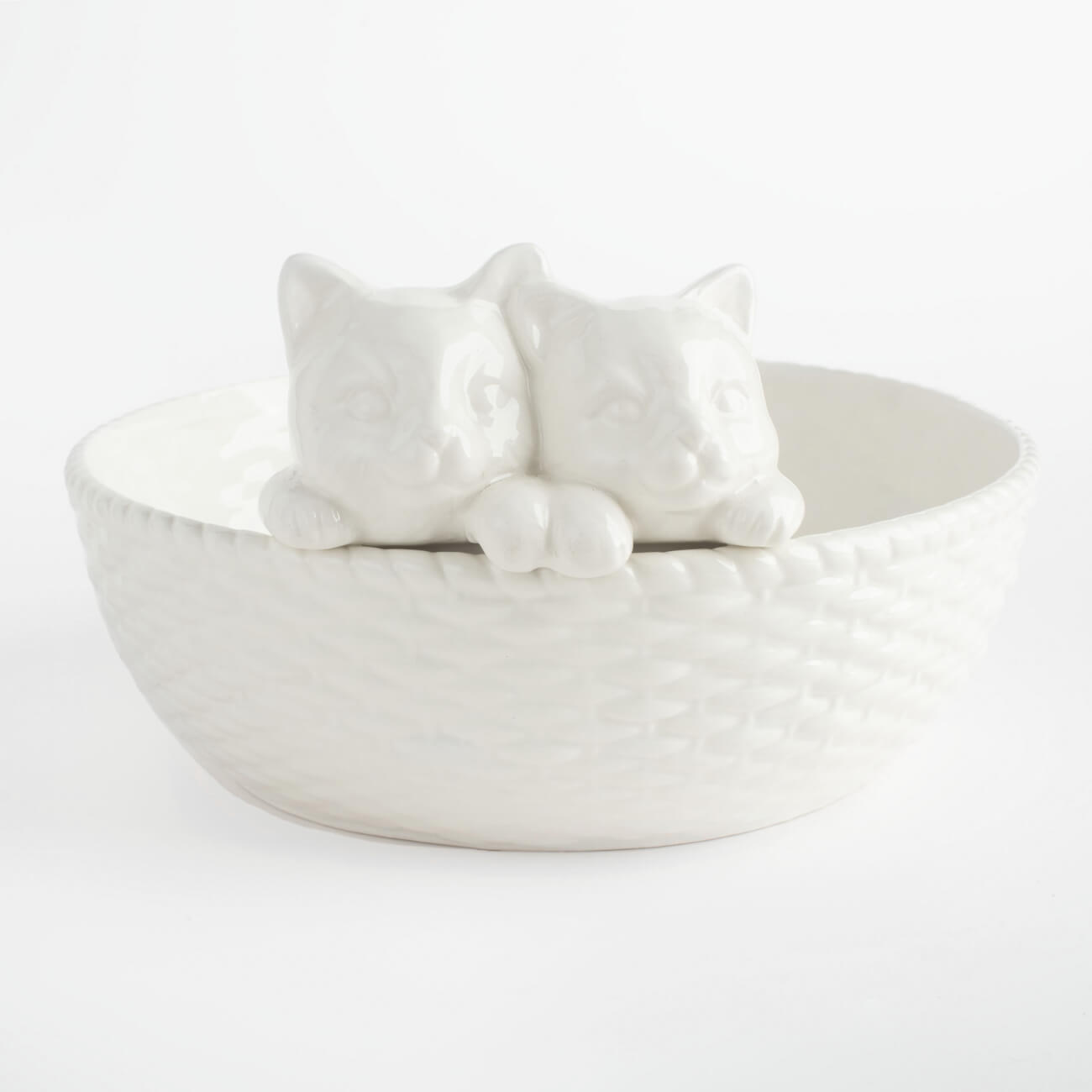 Блюдо глубокое, 24х13 см, керамика, белое, Коты в корзине, Kitten что делают коты