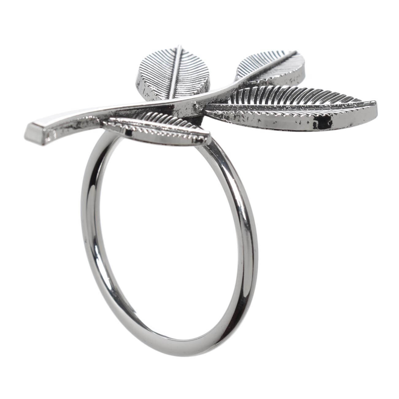 Кольцо для салфеток, 6 см, металл, серебристое, Ветка с листьями, Print кольцо