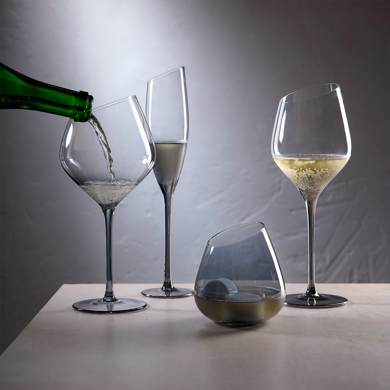 Бокал для белого вина, 460 мл, 4 шт, стекло, серый, Charm L Color