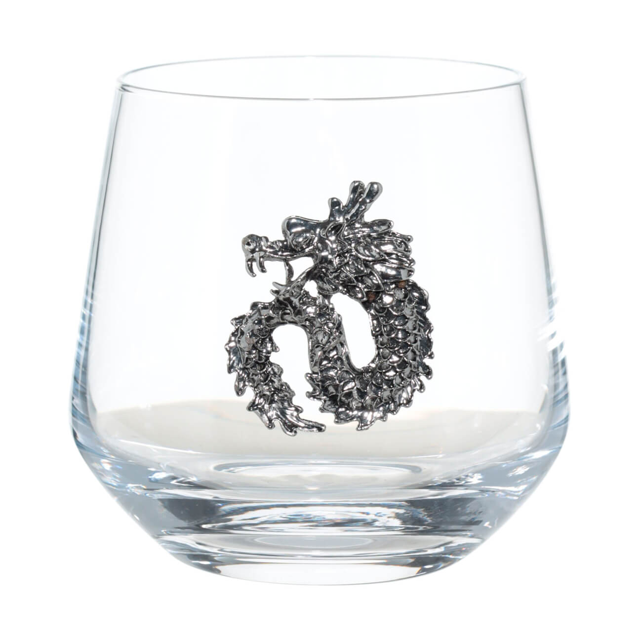Стакан для виски, 9,5 см, 370 мл, стекло/металл, Серебристый дракон, Lux elements elements бокалы для виски 2 шт