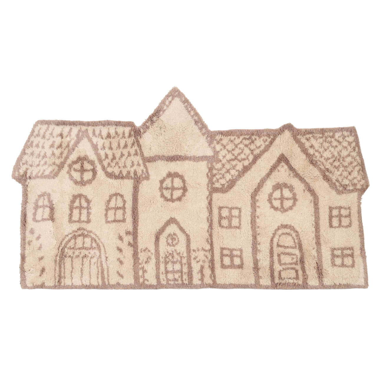 Коврик, 50x80 см, полиэстер, бежево-коричневый, Дома, Frosty sparks коврик для дома доляна малахит 43×120 см зелёный