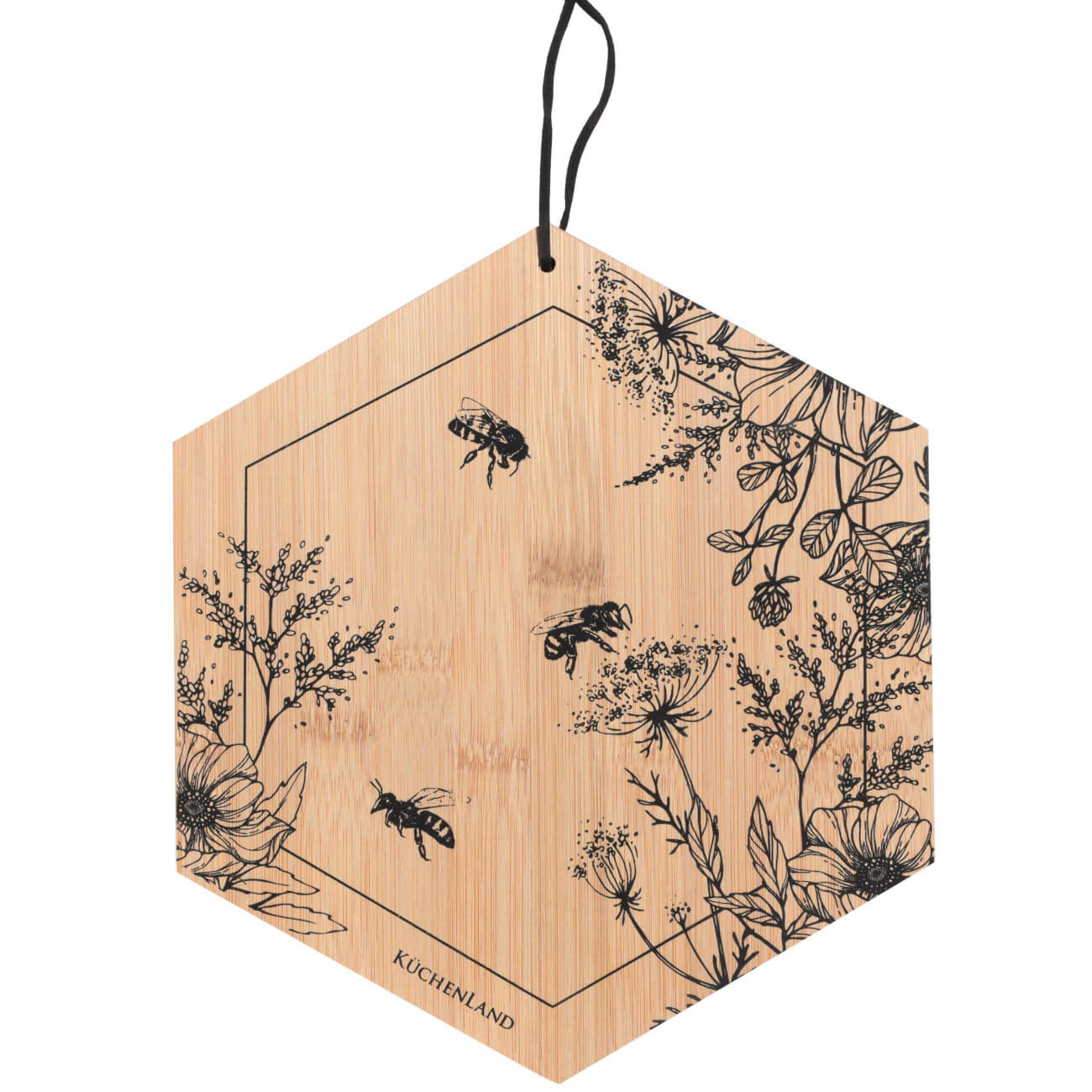 Доска разделочная, 25x22 см, бамбук, шестиугольная, Пчелы, Honey изображение № 1