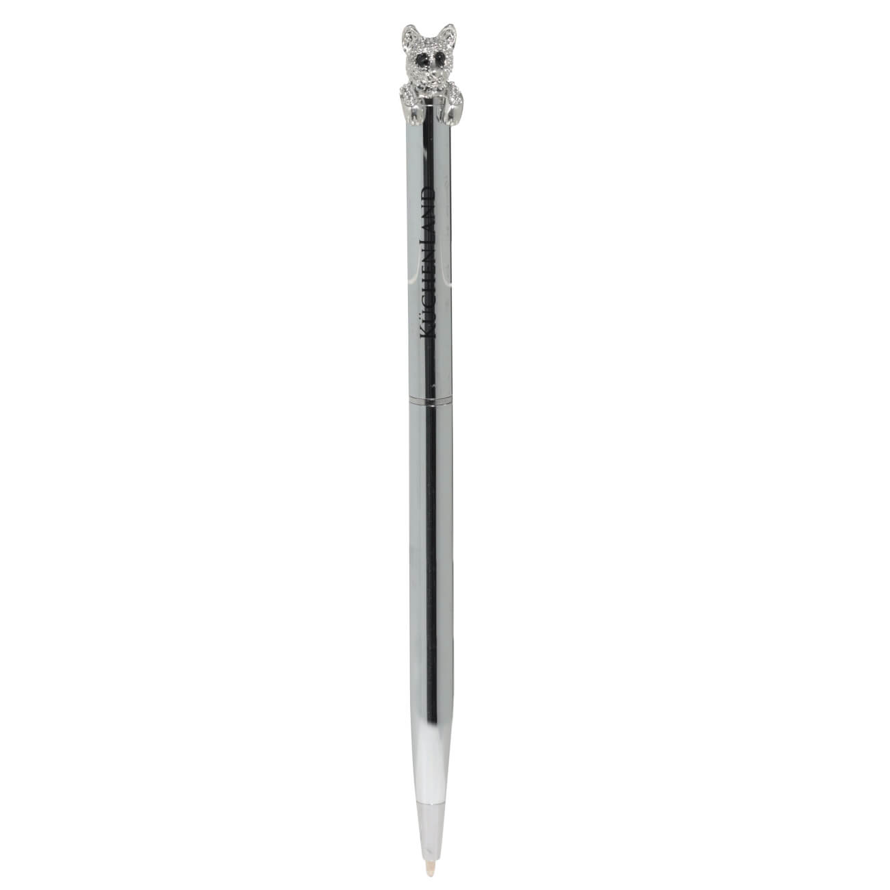 Ручка шариковая, 15 см, с фигуркой, сталь, серебристая, Гепард, Draw figure