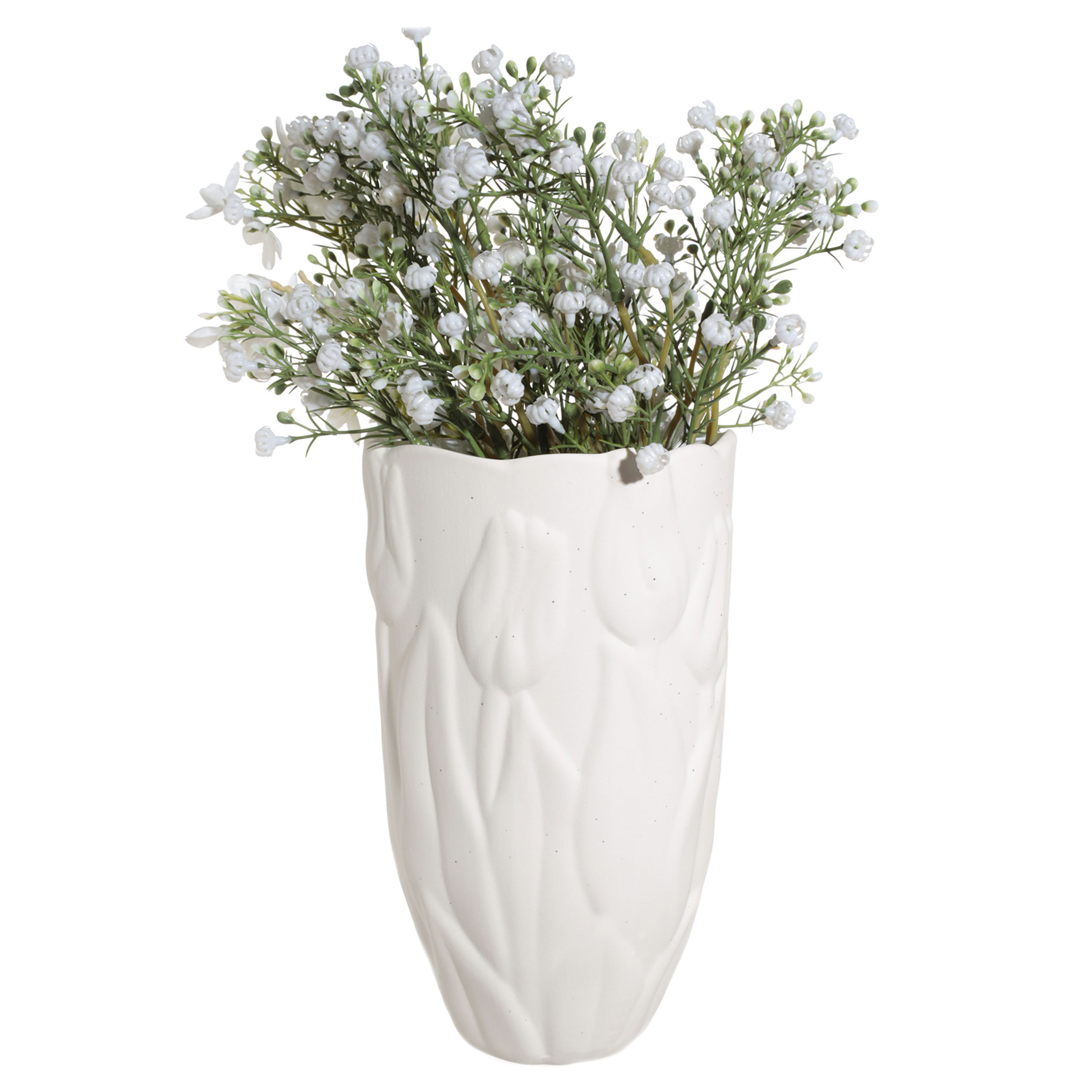 Ваза для цветов, 20 см, декоративная, фарфор P, белая, в крапинку, Тюльпаны, Tulip изображение № 5