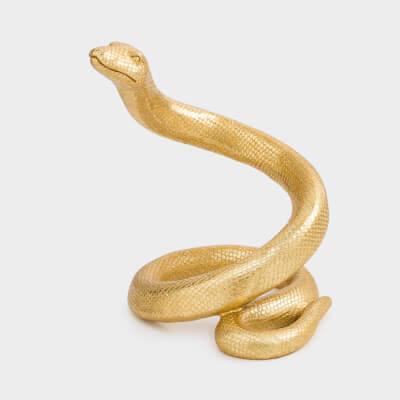 Подставка для бутылки, 19 см, полирезин, золотистая, Змея, Snake gold