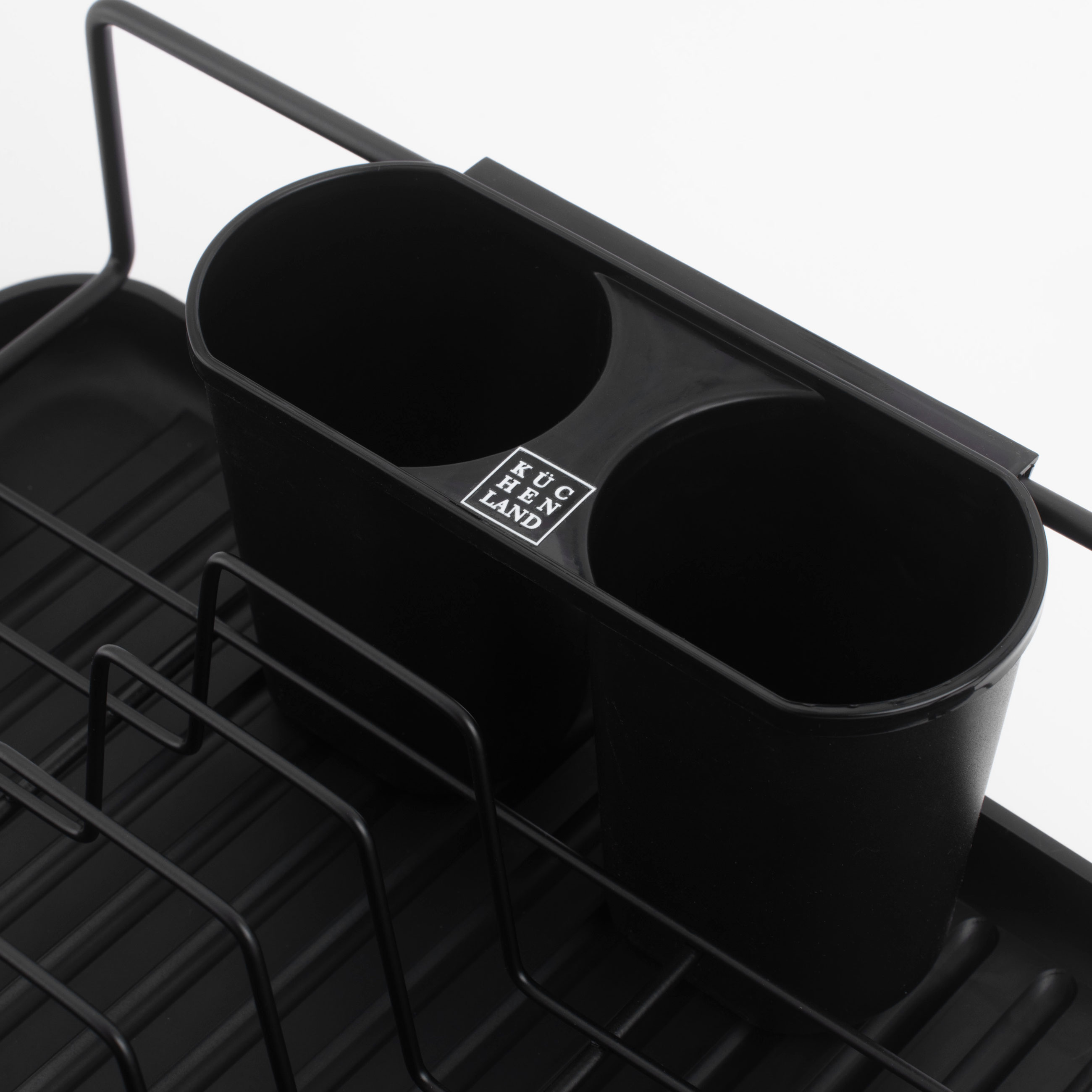Сушилка для посуды, 42х27 см, с поддоном, пластик/металл, черная, Black style изображение № 5