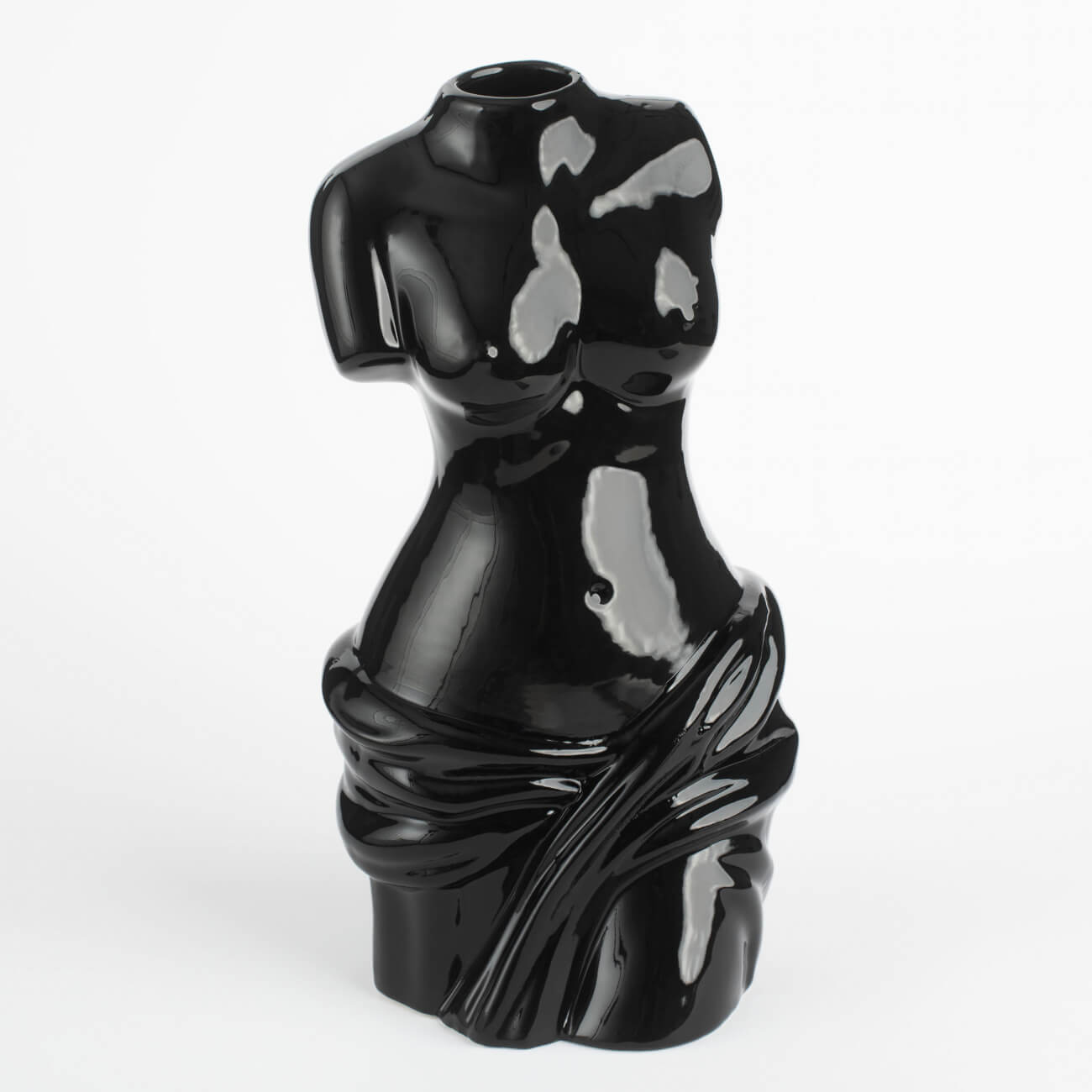 Ваза для цветов, 24 см, декоративная, фарфор P, черная, Женский торс, Torso декоративная фигура собака керамика черная 28x10x25 5 см