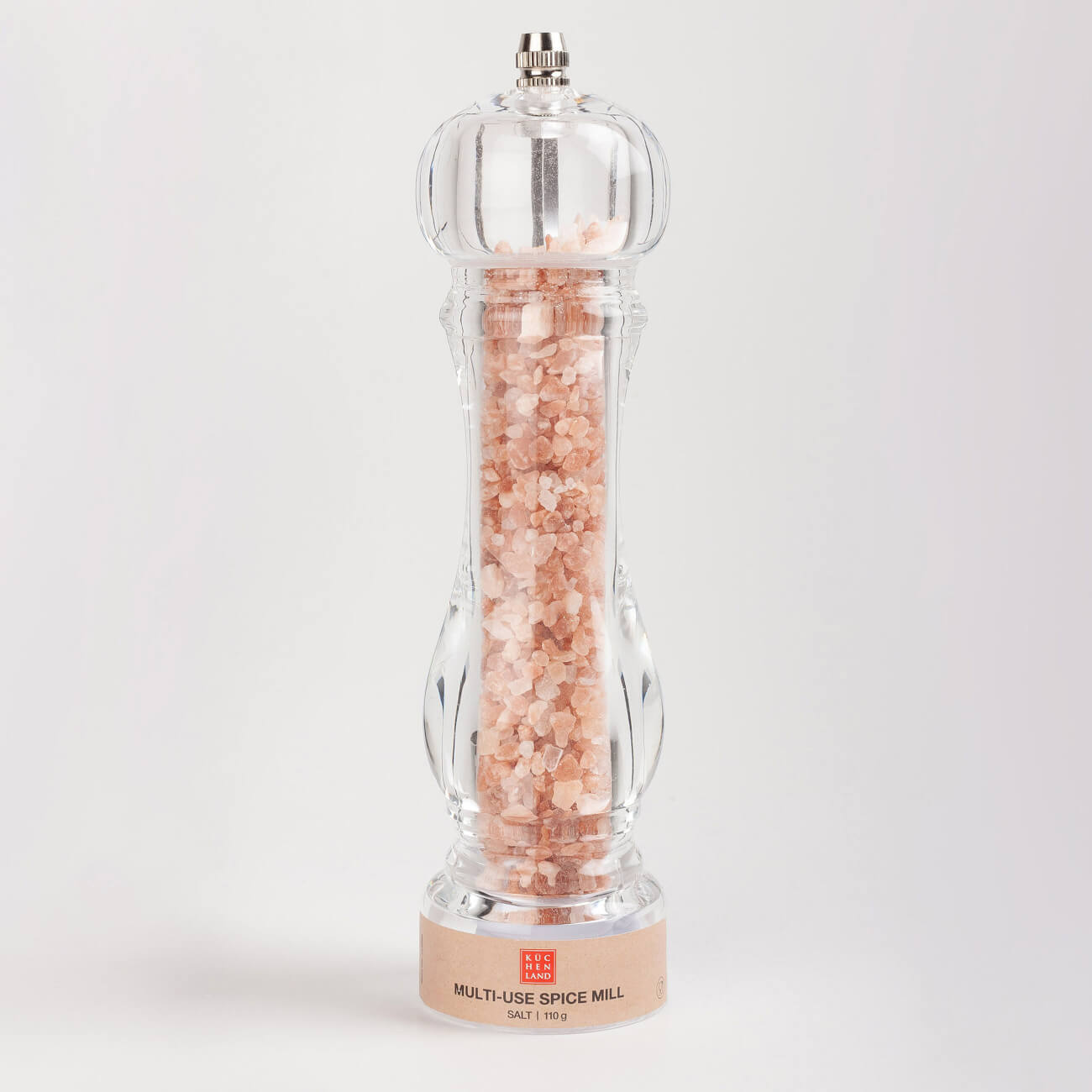 Мельница для специй, 22 см, 110 г, механическая, акрил, Розовая соль, Seasoning мельница для специй redmond