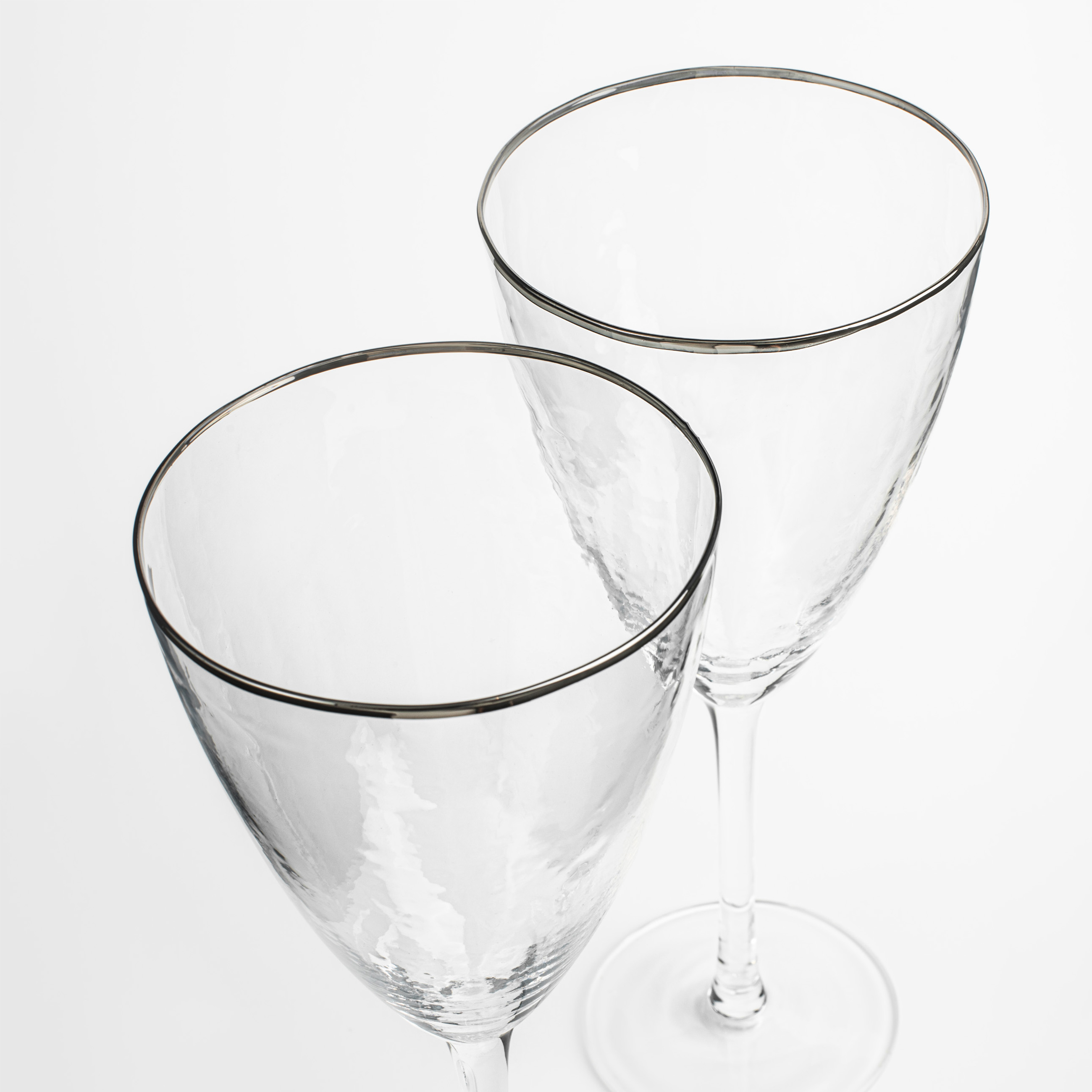 Бокал для вина, 400 мл, 2 шт, стекло, с серебристым кантом, Ripply silver изображение № 4