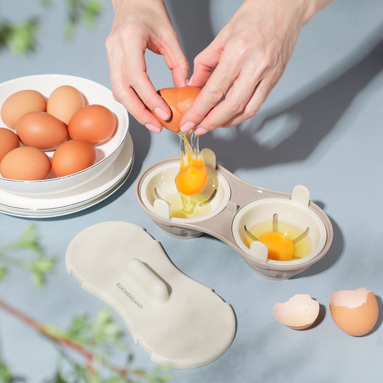 Форма для яйца-пашот в микроволновой печи, 22x12 см, 2 отд, пластик, бежевая, Soft kitchen изображение № 5