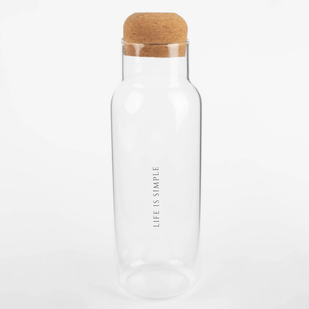Бутылка для напитков, 1,25 л, стекло Б/пробка, Life is simple, Clear font изображение № 1
