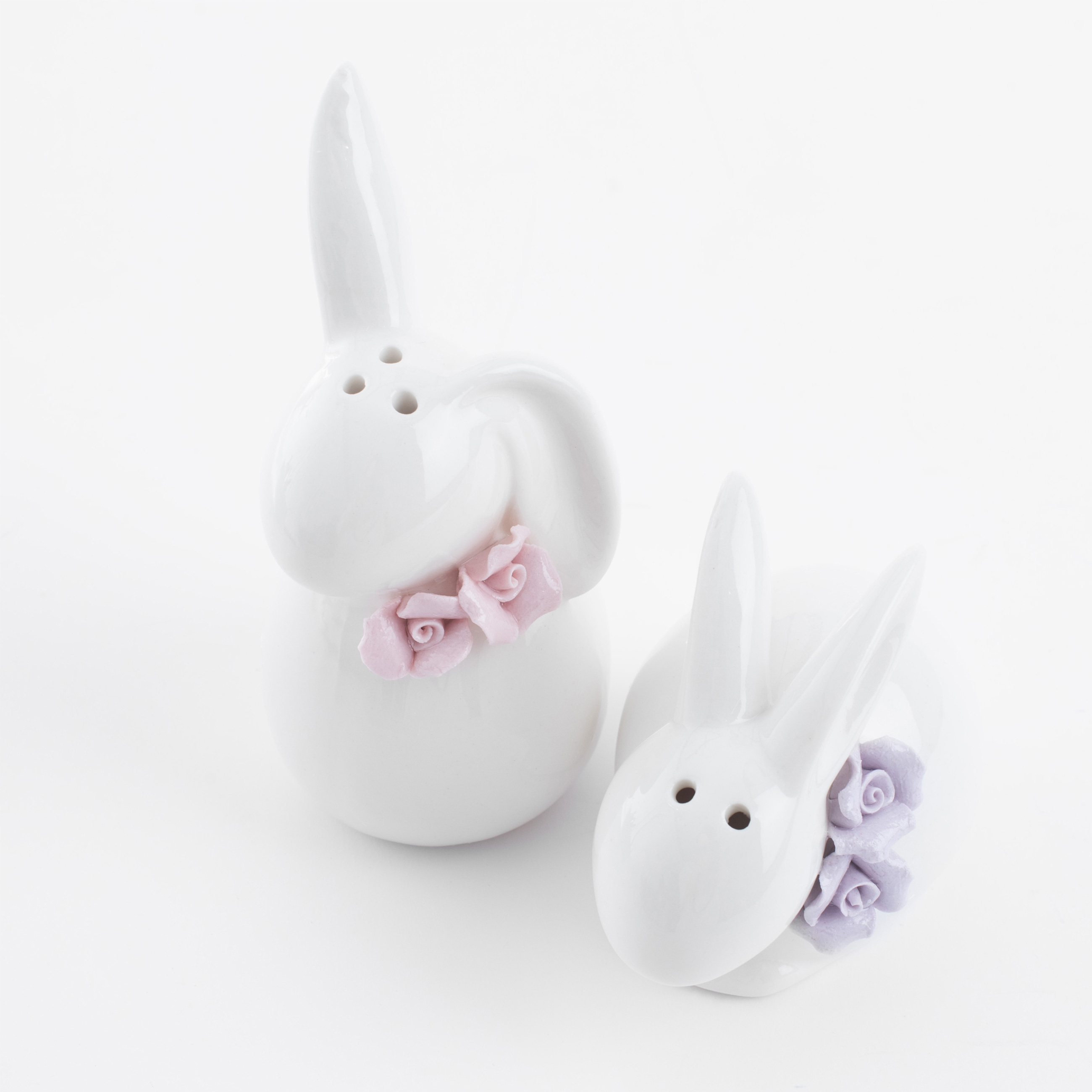 Набор для соли и перца, 10 см, фарфор P, белый, Кролики с цветами, Pure Easter изображение № 3