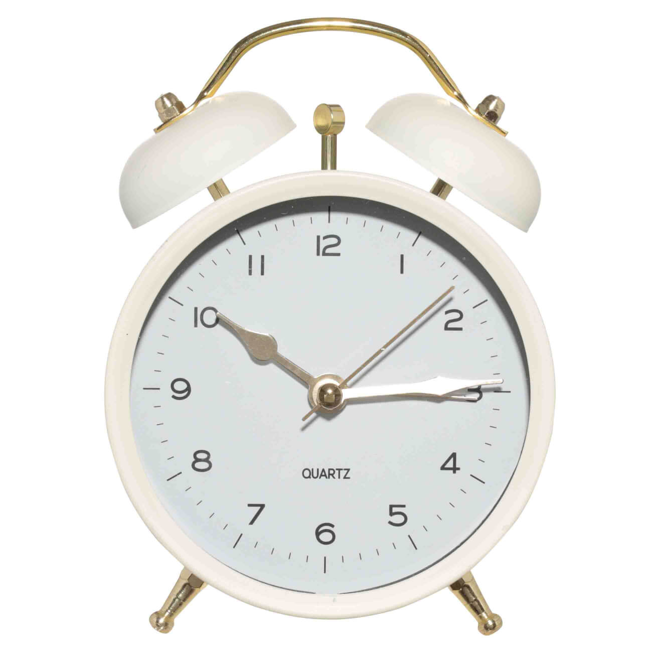 Часы-будильник, 13 см, на ножках, металл, круглые, бежевые, Ретро, Dial - фото 1