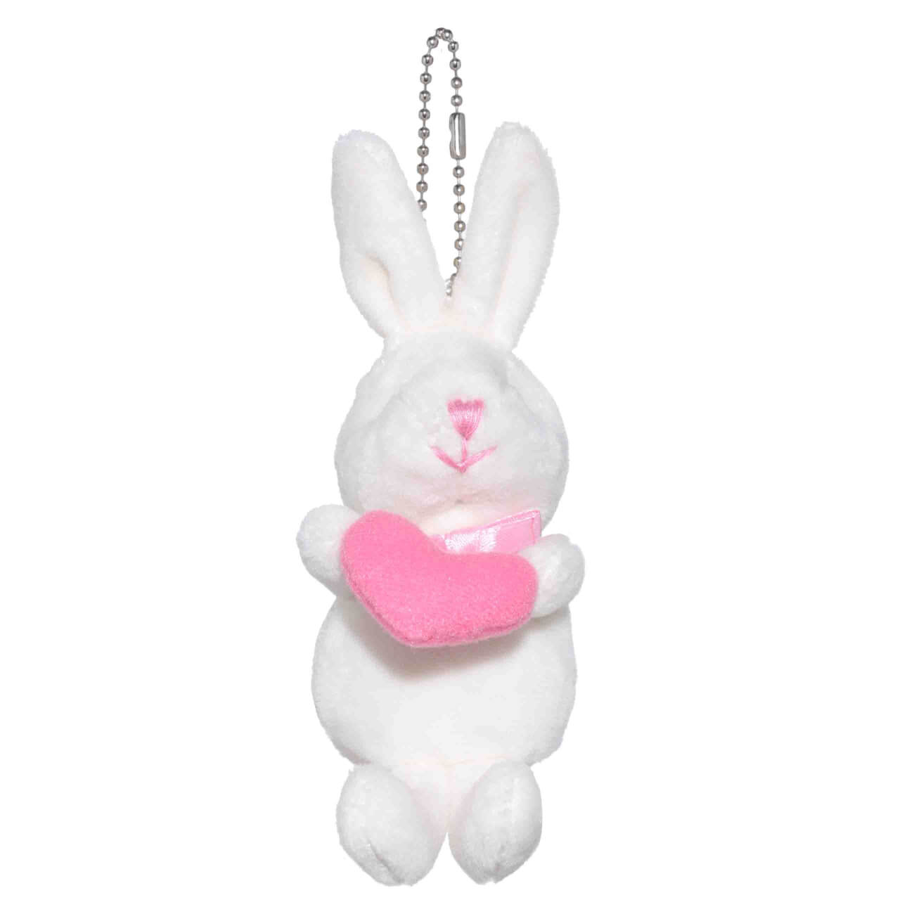 Брелок, 8 см, мягкий, полиэстер/металл, бежевый, Зайка с сердцем, Rabbit мягкая игрушка зайка снежок с длинными ушами в шарфе 20 см