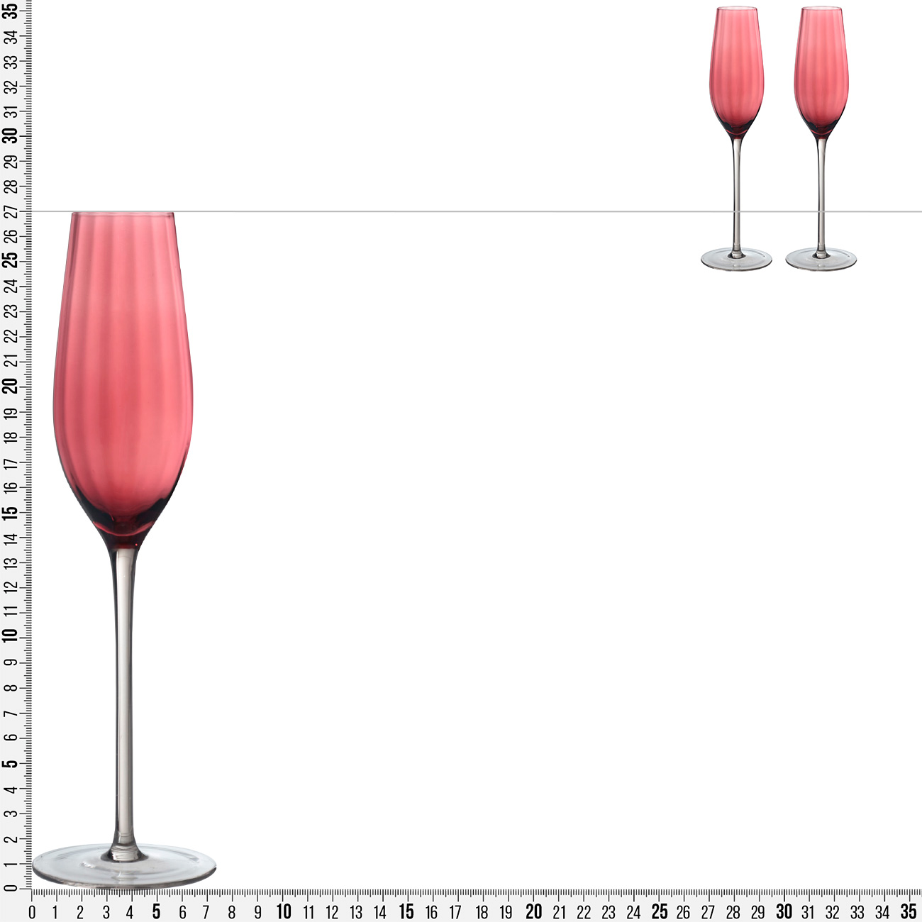 Бокал для шампанского, 210 мл, 2 шт, стекло, бордовый, Filo R color изображение № 4