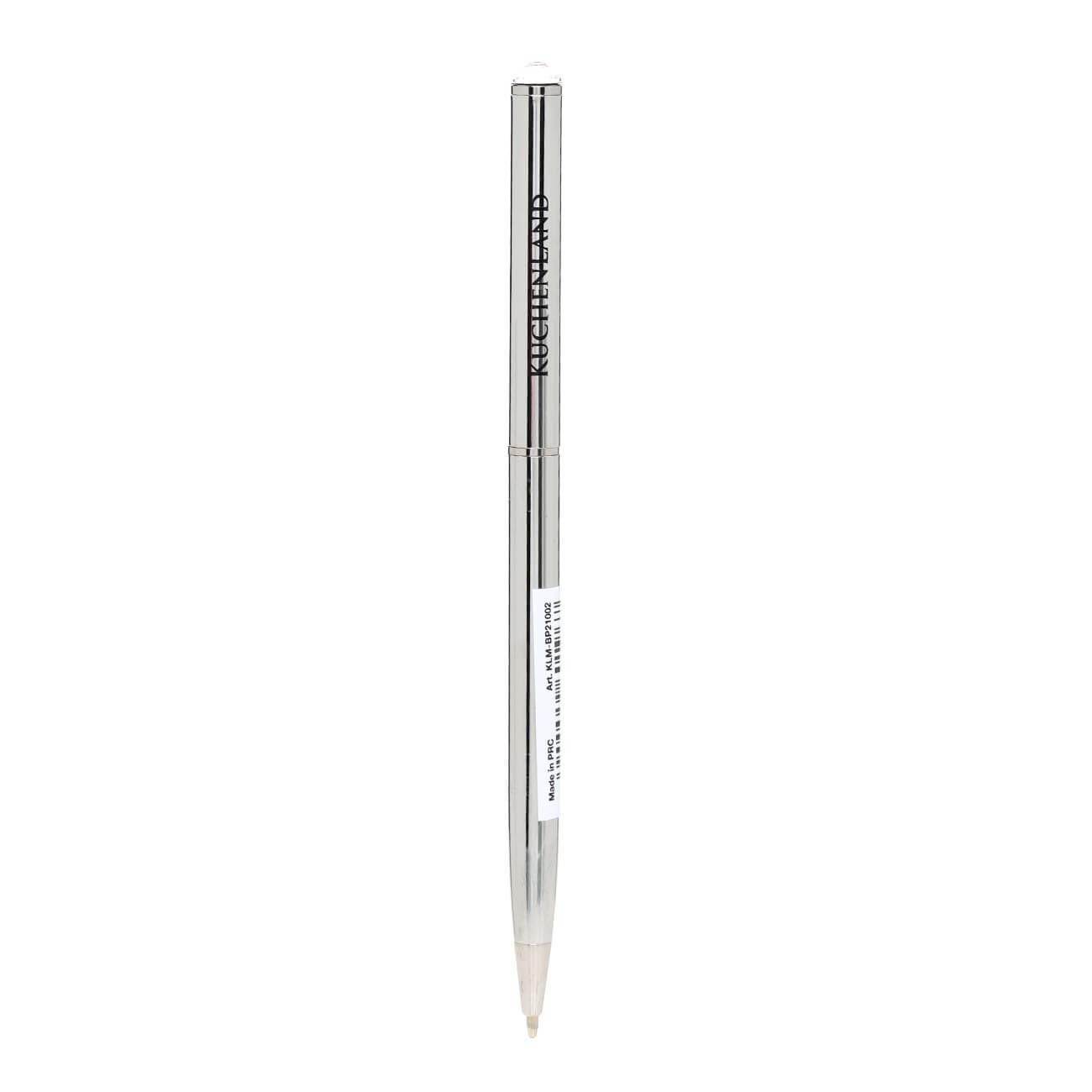 Ручка шариковая, 13 см, с кристаллом, металл, серебристая, Draw ручка шариковая 15 см с фигуркой металл золотистая звезда draw figure